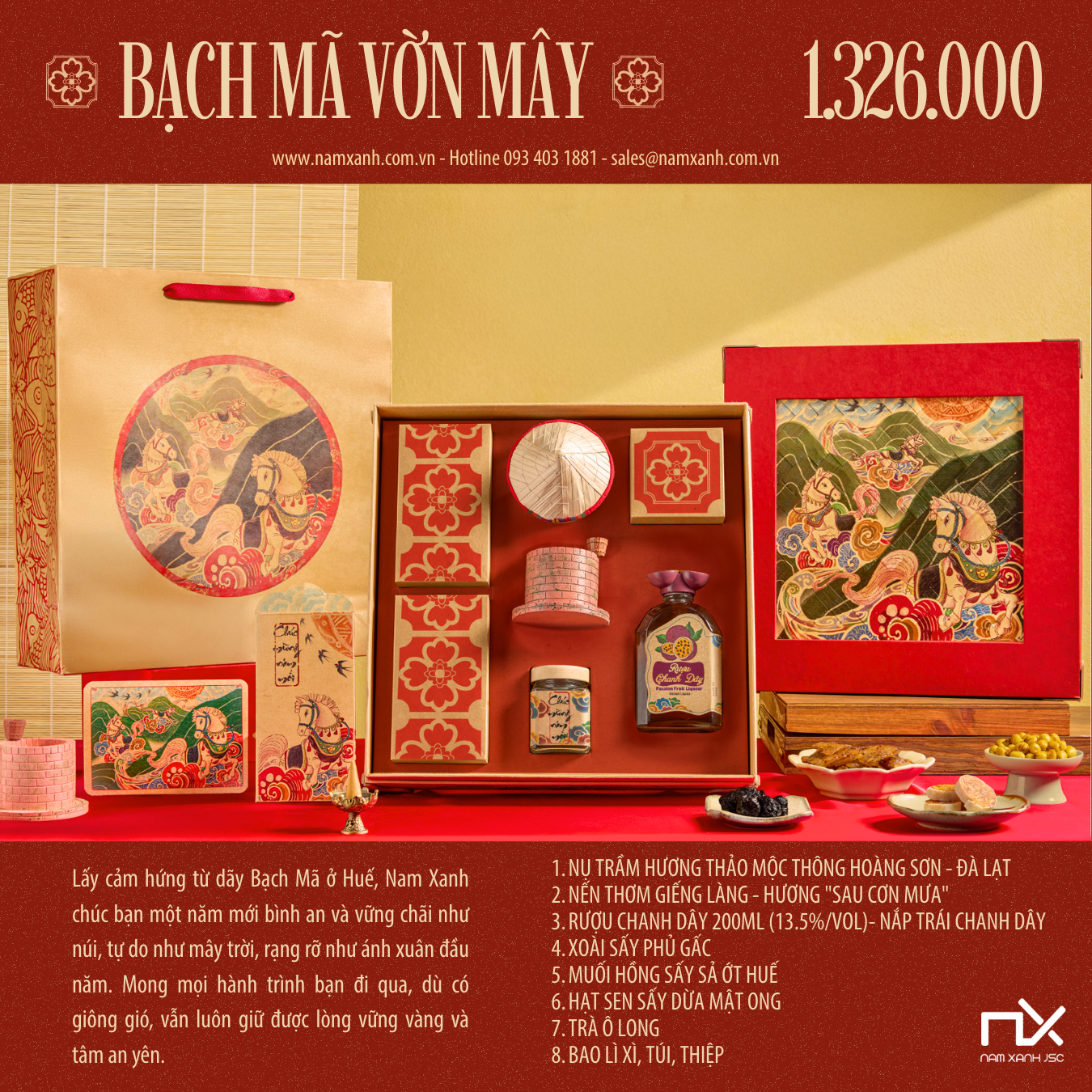  Bộ Hộp Quà Tặng Bạch Mã Vờn Mây 