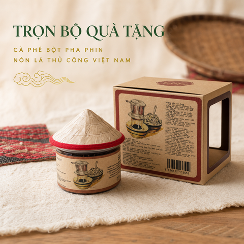  Cà Phê Bột 90g (130g) Collection, Hộp Lon Nón Lá Truyền Thống Việt Nam 