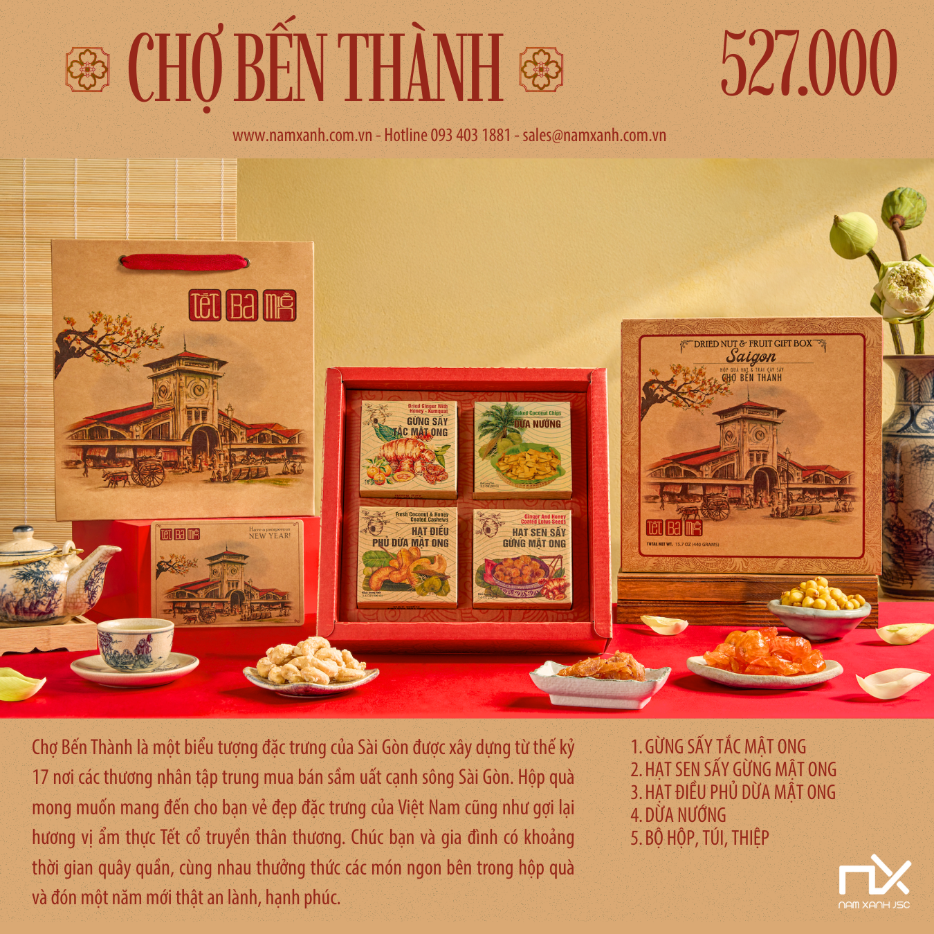  T2526- HỘP QUÀ 4N (SÀI GÒN CHỢ BẾN THÀNH) 