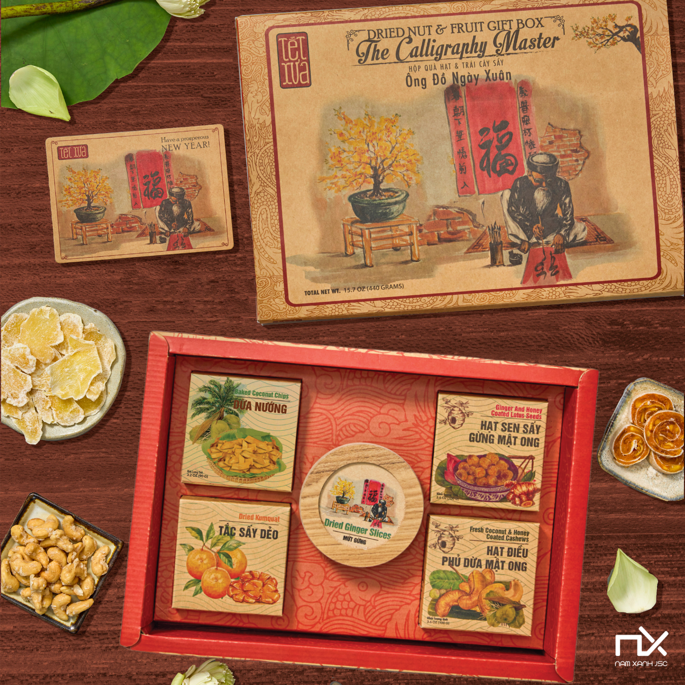  Bộ Hộp Quà Tặng Ông Đồ Ngày Xuân - 5 Món 
