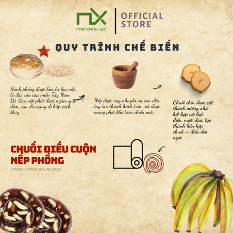  Chuối Điều Cuộn Nếp Phồng (10Gói/Túi) 