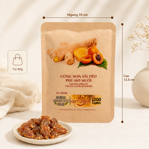  Gừng Non Sấy Dẻo Phủ Mơ Muối 40g (48g) 
