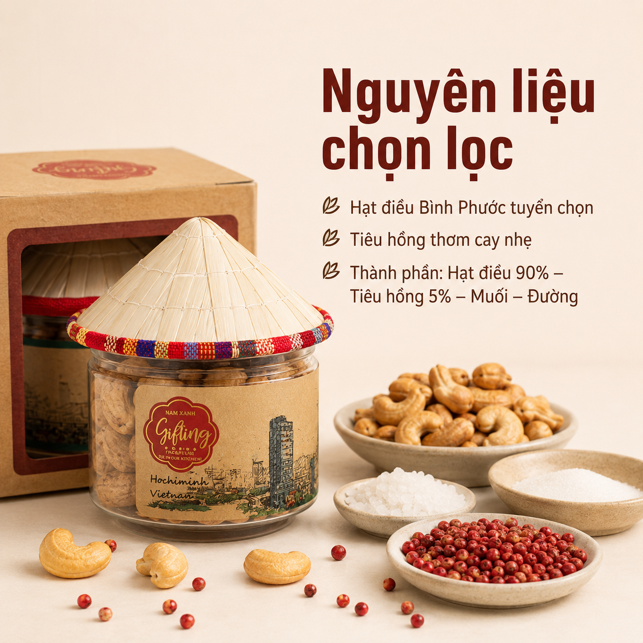  Hạt Điều Sấy Tiêu Hồng 130g (170g) _ Collection 