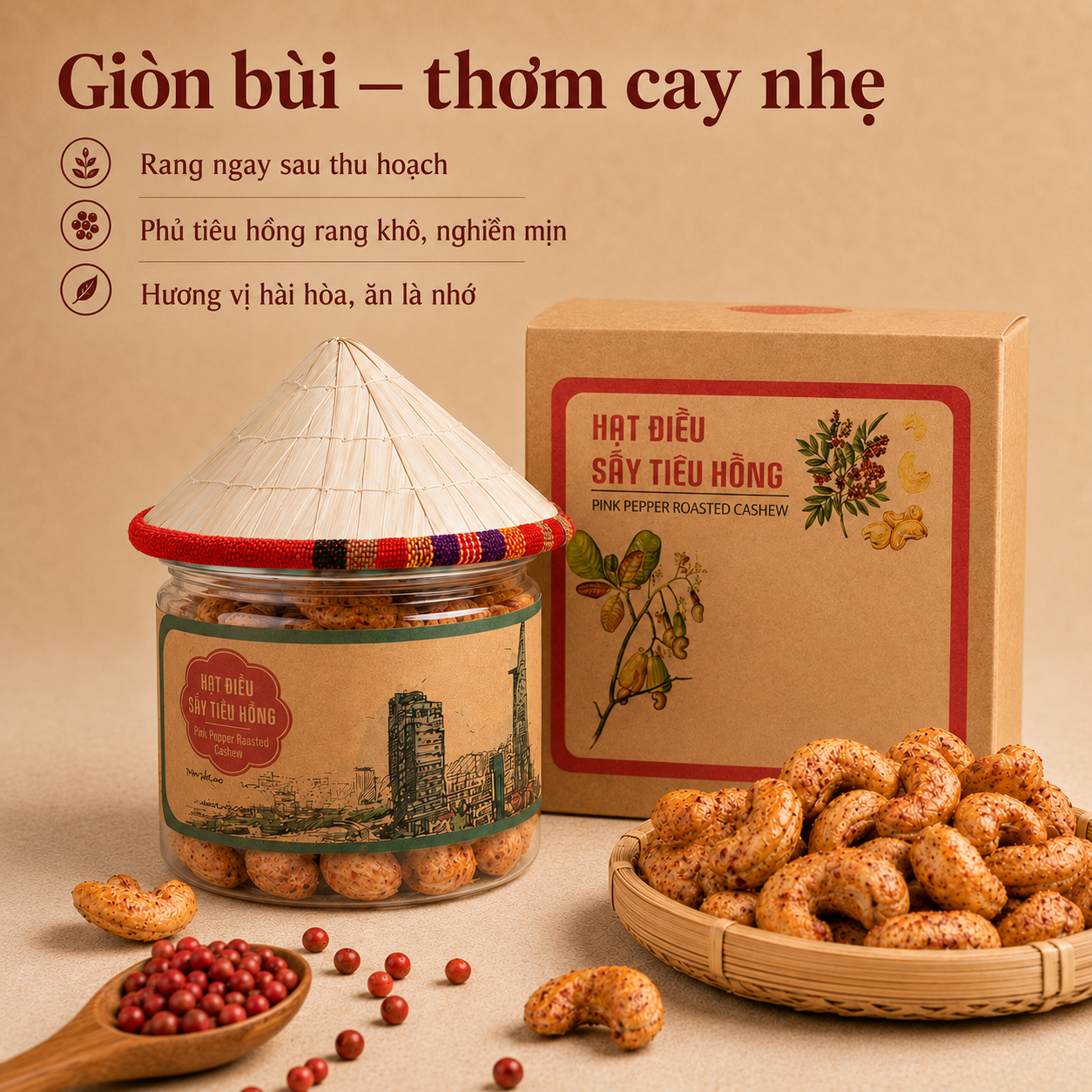  Hạt Điều Sấy Tiêu Hồng 130g (170g) _ Collection 