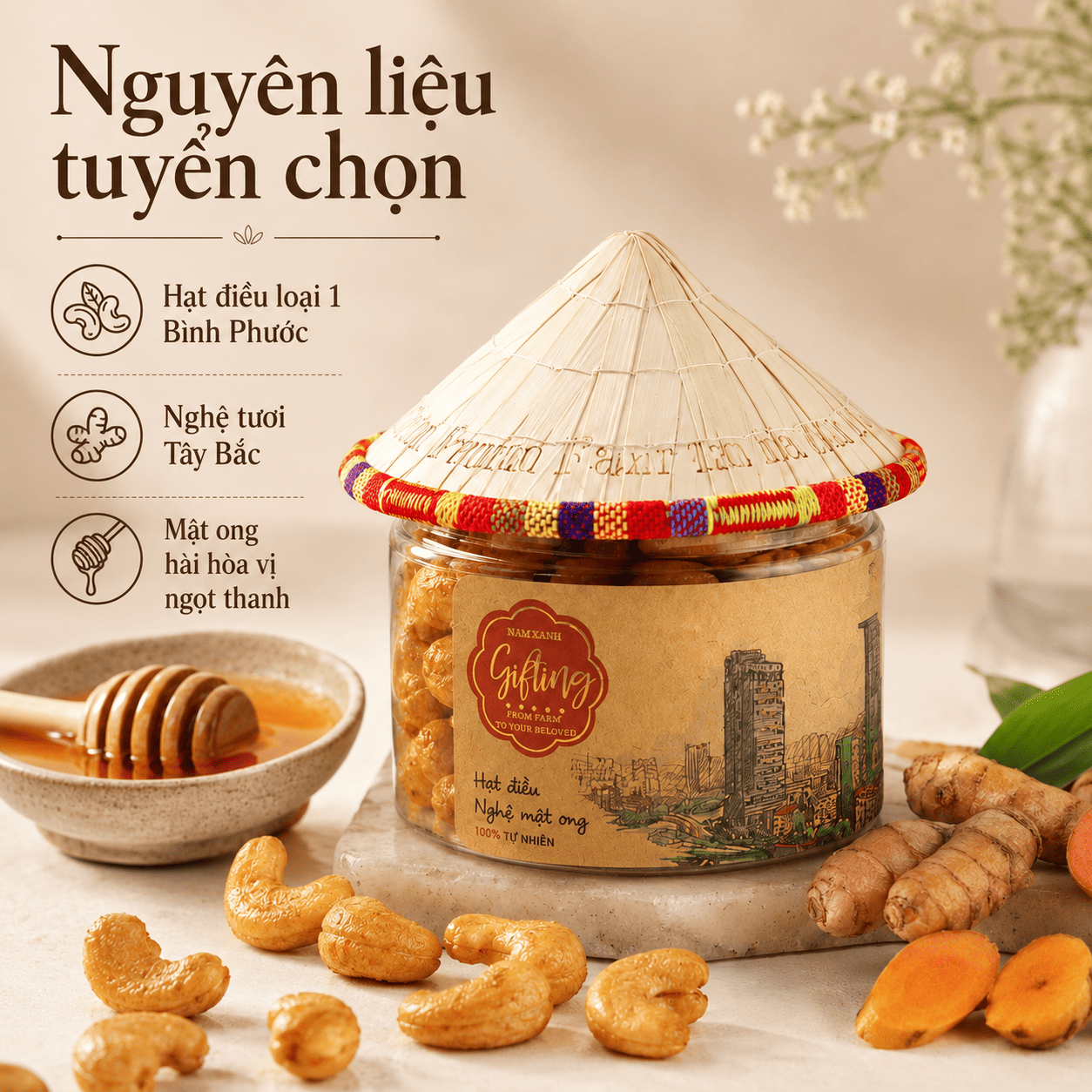  Hạt Điều Phủ Nghệ Mật Ong 130g (170g) - Collection 