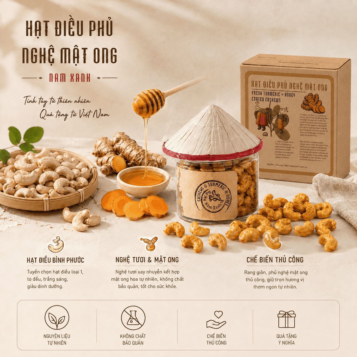  Hạt Điều Phủ Nghệ Mật Ong 130g (170g) - Collection 
