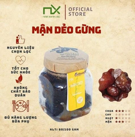  Mận Dẻo Gừng Có Hạt 80g (100g) 