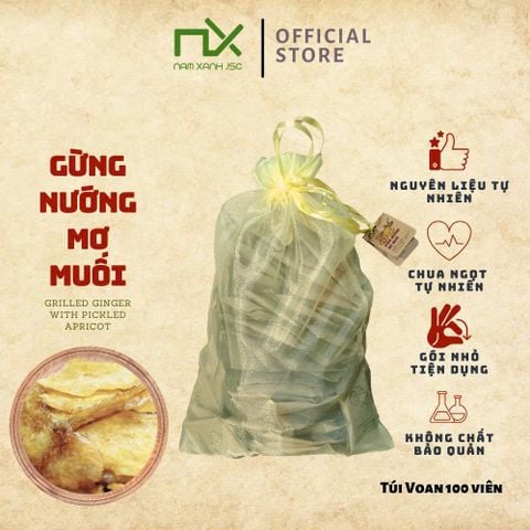  Gừng Nướng Mơ Muối (100 miếng/túi) 