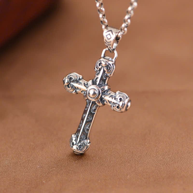  Mặt Dây Bạc Thánh Giá Hoa Văn - MB411 