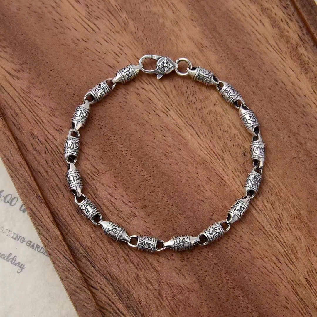  Lắc Tay Bạc Chữ Phạn Lục Tự Minh Chú - LB324 