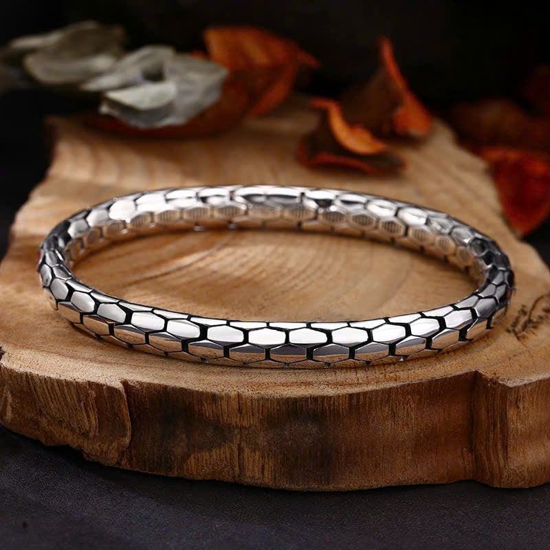  Lắc Tay Bạc Chi Tiết Da Rắn - LB321 