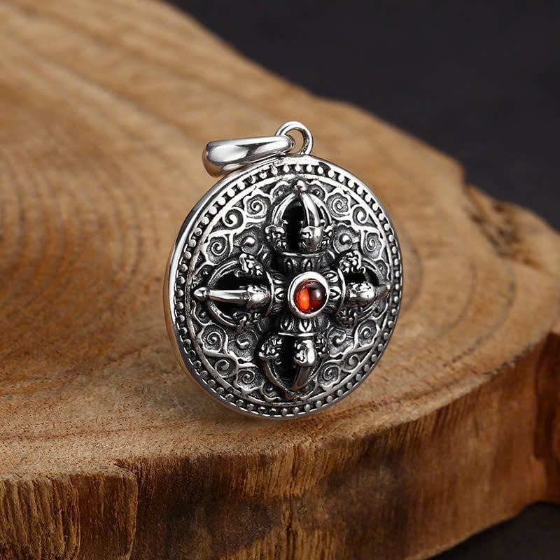  Mặt Dây Bạc Kim Cang Chuỳ Đá Đỏ - MB415 