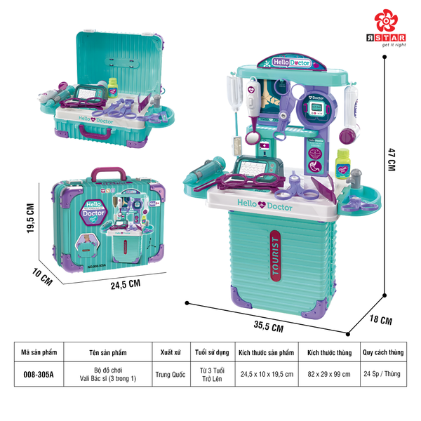  008-302A Bộ Đồ Chơi Vali Kỹ Sư Nhí (3 Trong 1) 