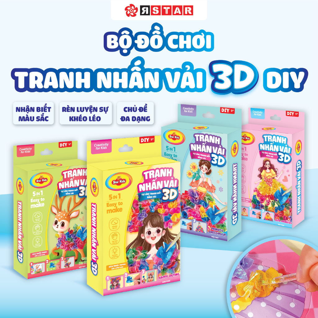 Bộ Đồ Chơi Tranh Nhấn Vải 3D DIY
