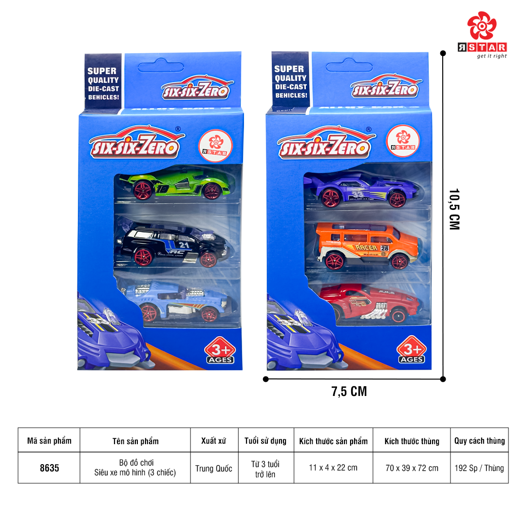 8635 Bộ đồ chơi Siêu xe mô hình (3 chiếc) 