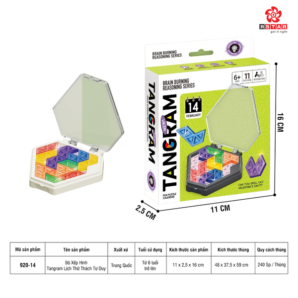  920-14 Bộ Xếp Hình Tangram Lịch Thử Thách Tư Duy 