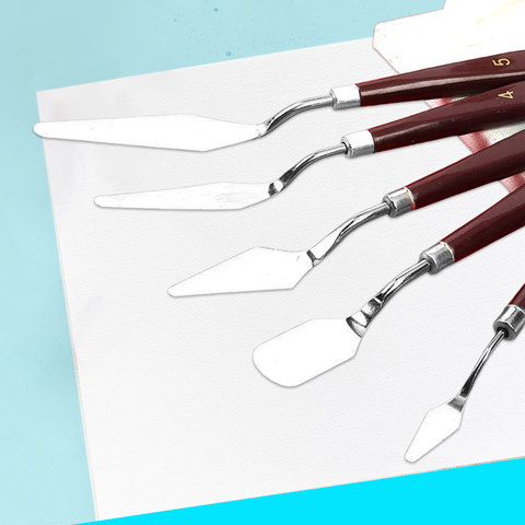  Bộ 5 Bay Vẽ Màu Acrylic Cán Gỗ Star Kids, Thép Không Gỉ, Dụng Cụ Trộn màu, Màu Sơn Dầu, Đa Năng 