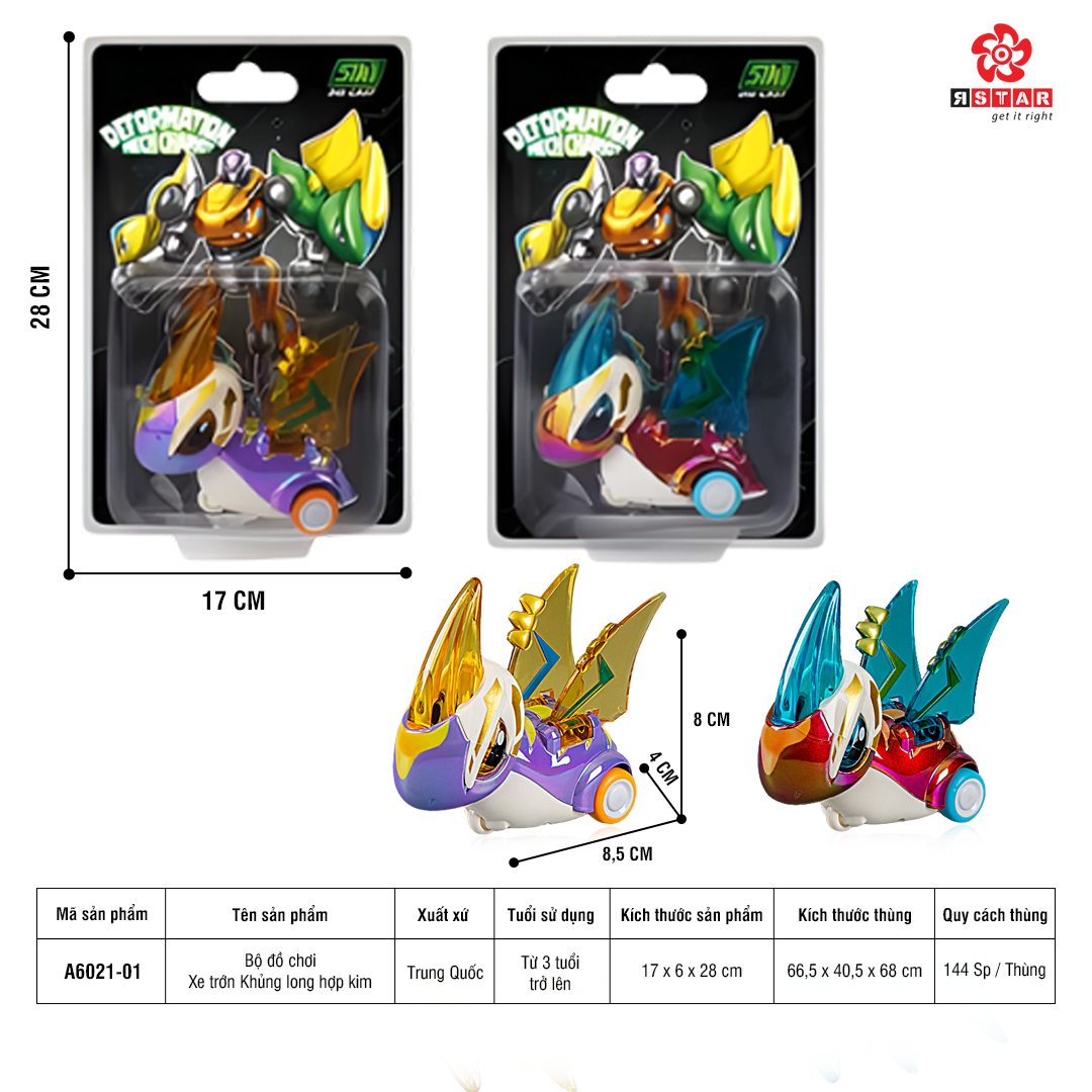  A6021-01 Bộ Đồ Chơi Xe Trớn Khủng Long Hợp Kim 