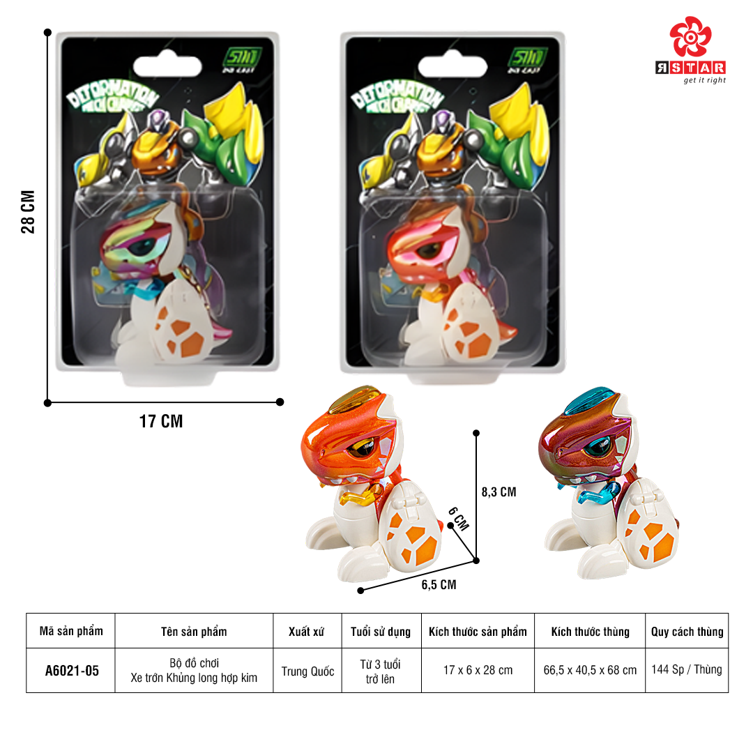 A6021-05 Bộ Đồ Chơi Xe Trớn Khủng Long Hợp Kim 