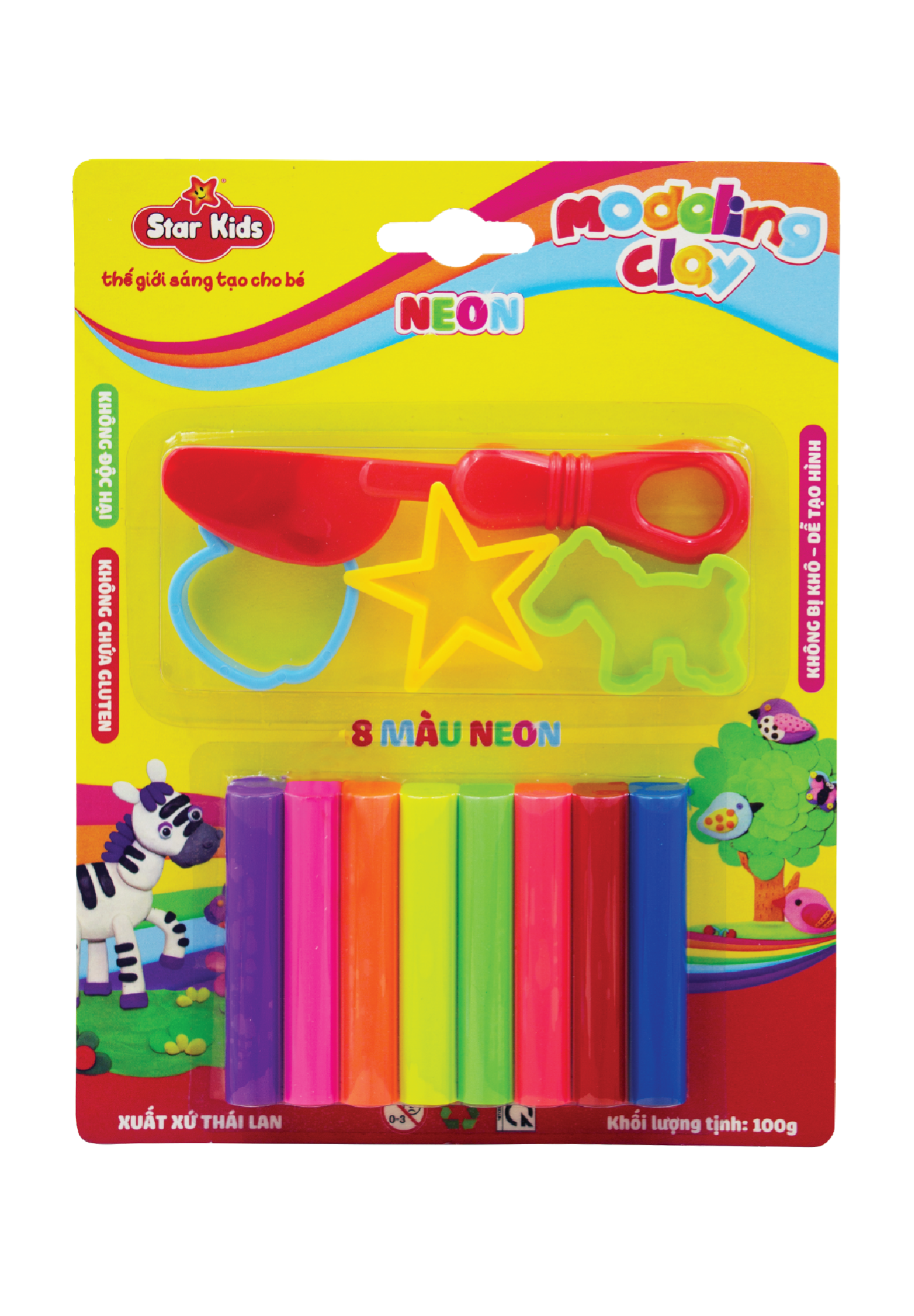 K-100/8C/4T BỘ ĐỒ CHƠI ĐẤT NẶN 100G 8 MÀU VÀ 4 DỤNG CỤ