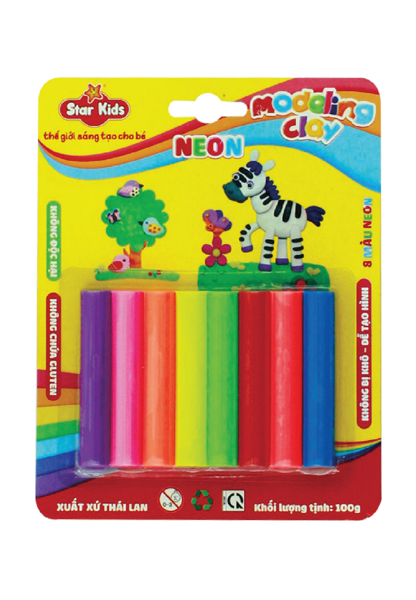 K-100/8C BỘ ĐỒ CHƠI ĐẤT NẶN 100G 8 MÀU