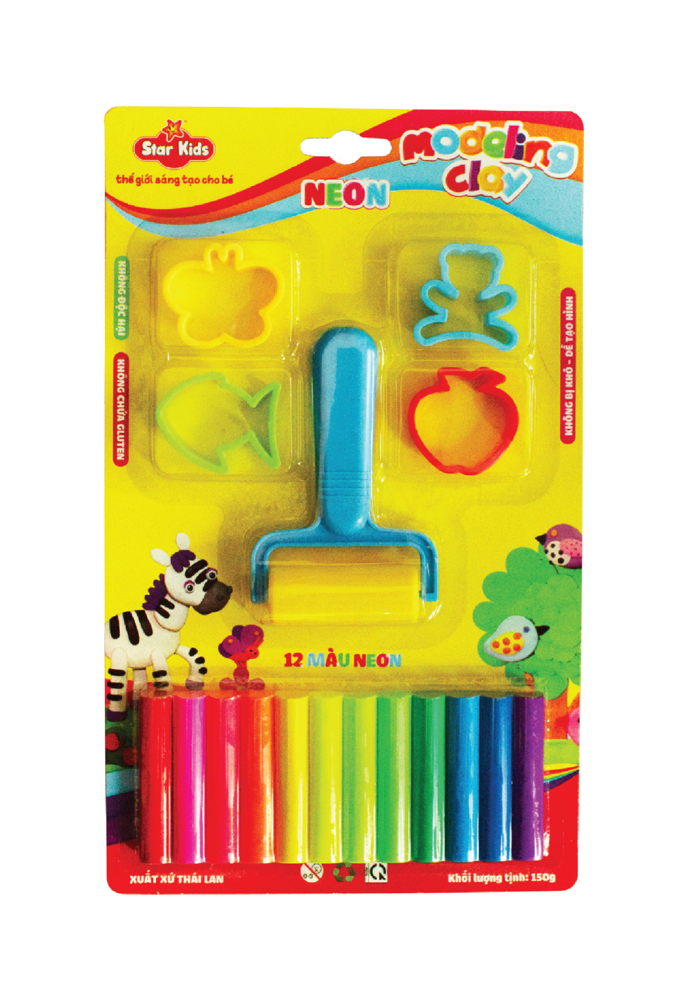 K-150/12C/5T BỘ ĐỒ CHƠI ĐẤT NẶN 150G 12 MÀU VÀ 5 DỤNG CỤ