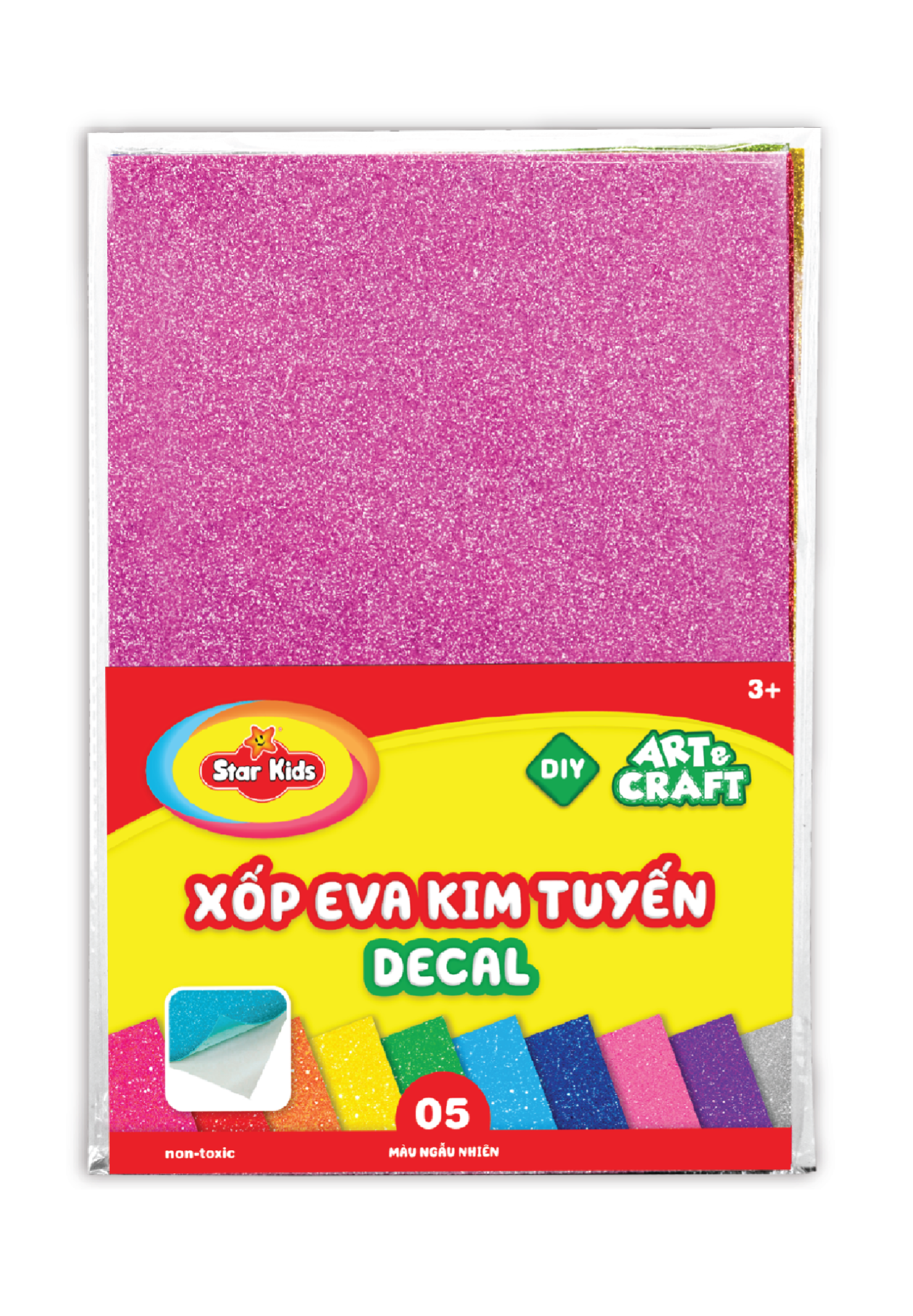 BỘ 5 TẤM MÚT XỐP KIM TUYẾN DECAL (K-901)