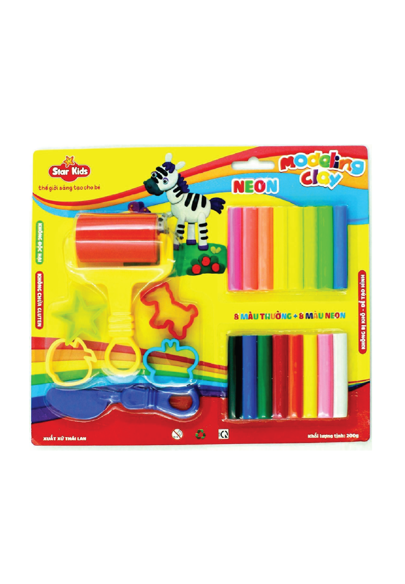 K-200/16C/6T BỘ ĐỒ CHƠI ĐẤT NẶN 200G 16 MÀU VÀ 6 DỤNG CỤ