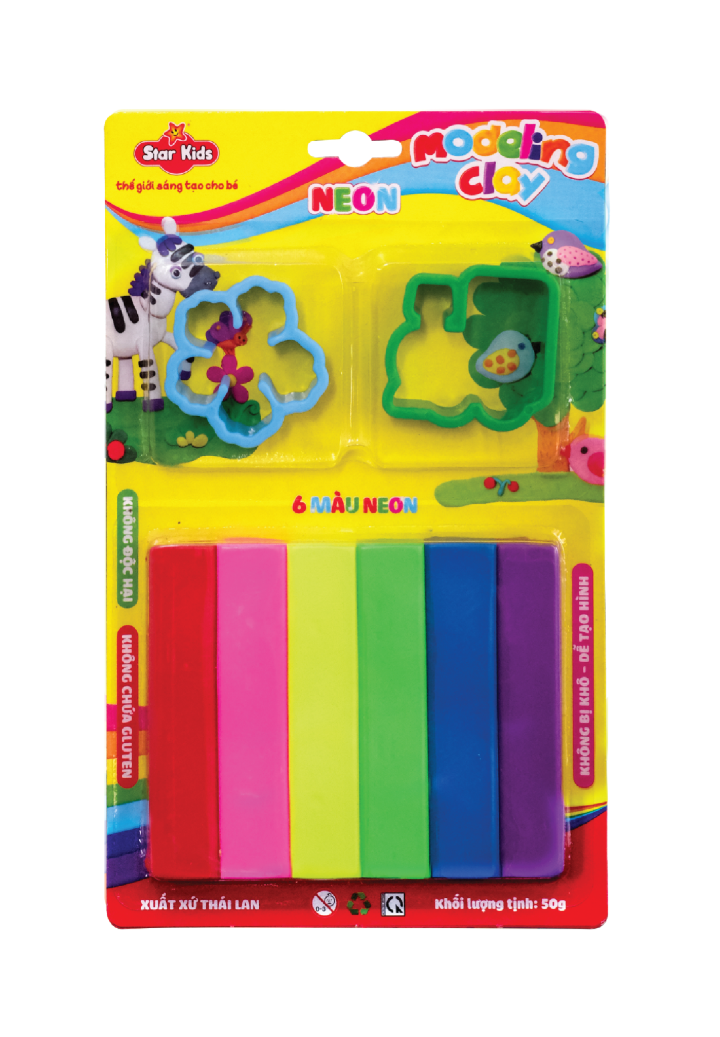 K-50/6C/2T ĐẤT NẶN 50G 6 MÀU 2 KHUÔN