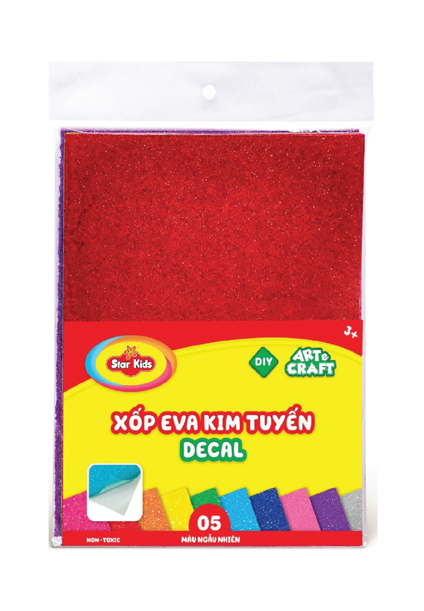 K-902 BỘ 5 TẤM XỐP EVA KIM TUYẾN DECAL