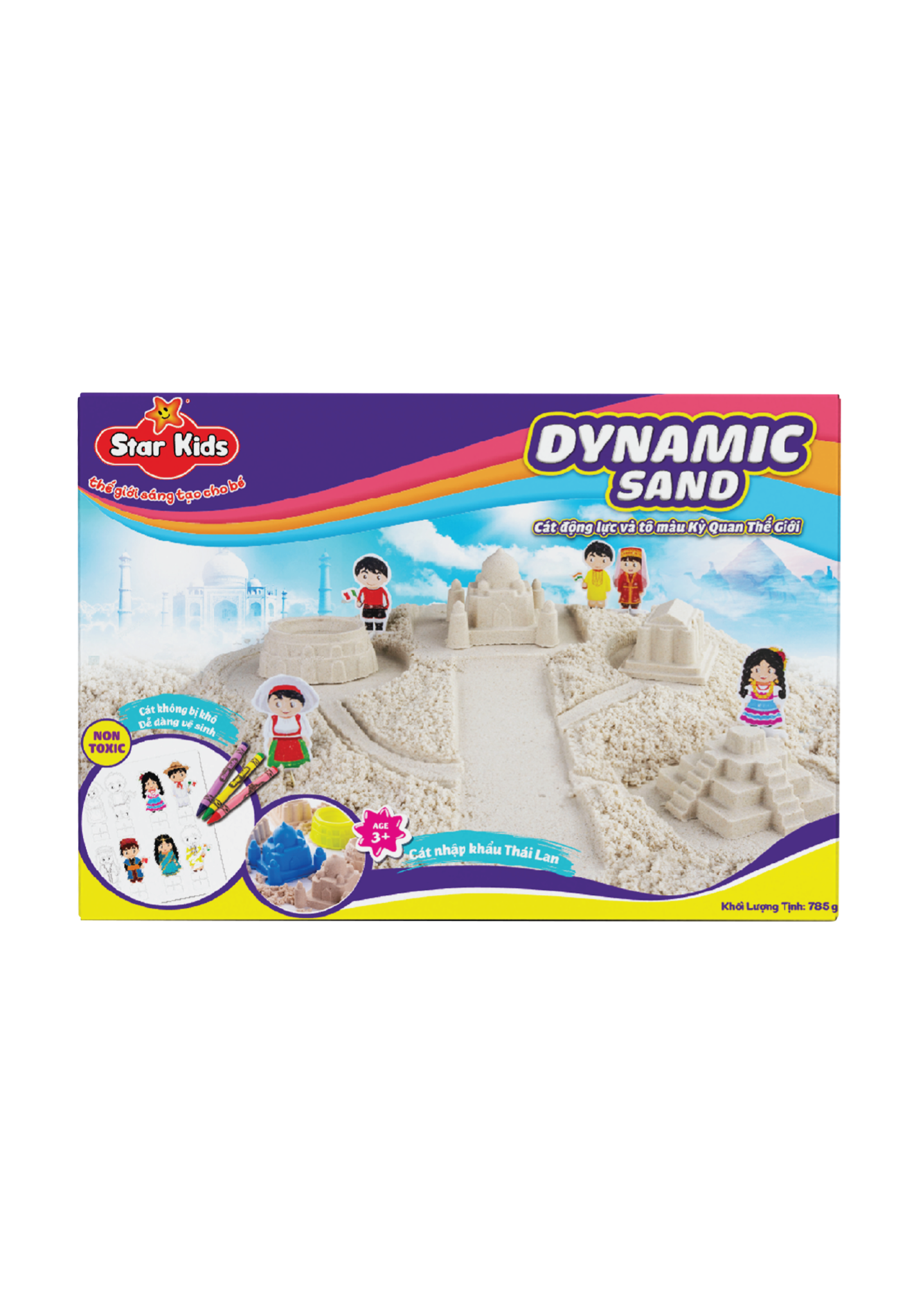 BỘ ĐỒ CHƠI CÁT ĐỘNG LỰC VÀ TÔ MÀU KỲ QUAN THẾ GIỚI (K-331)