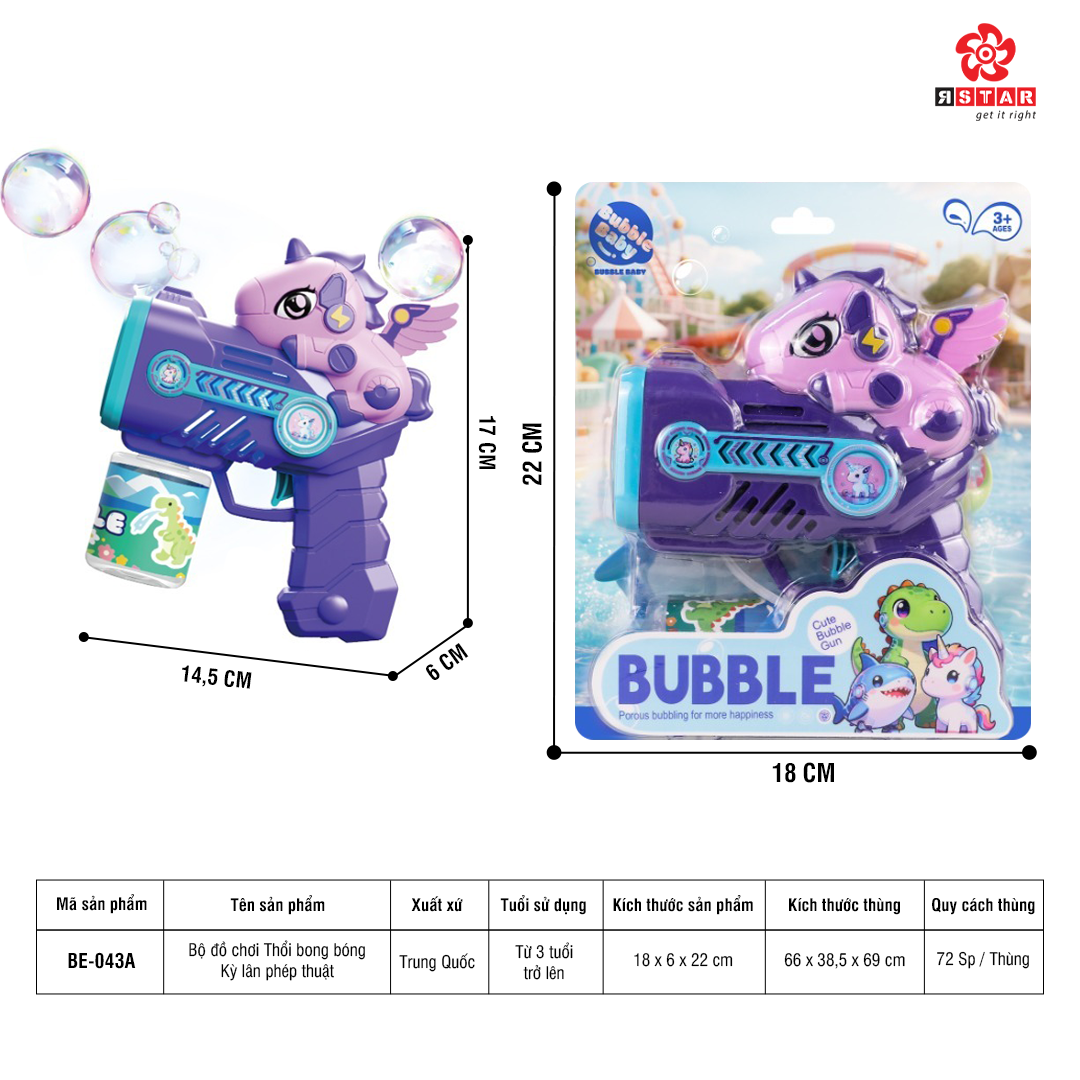  BE-043A Bộ đồ chơi Thổi bong bóng Kỳ lân phép thuật 