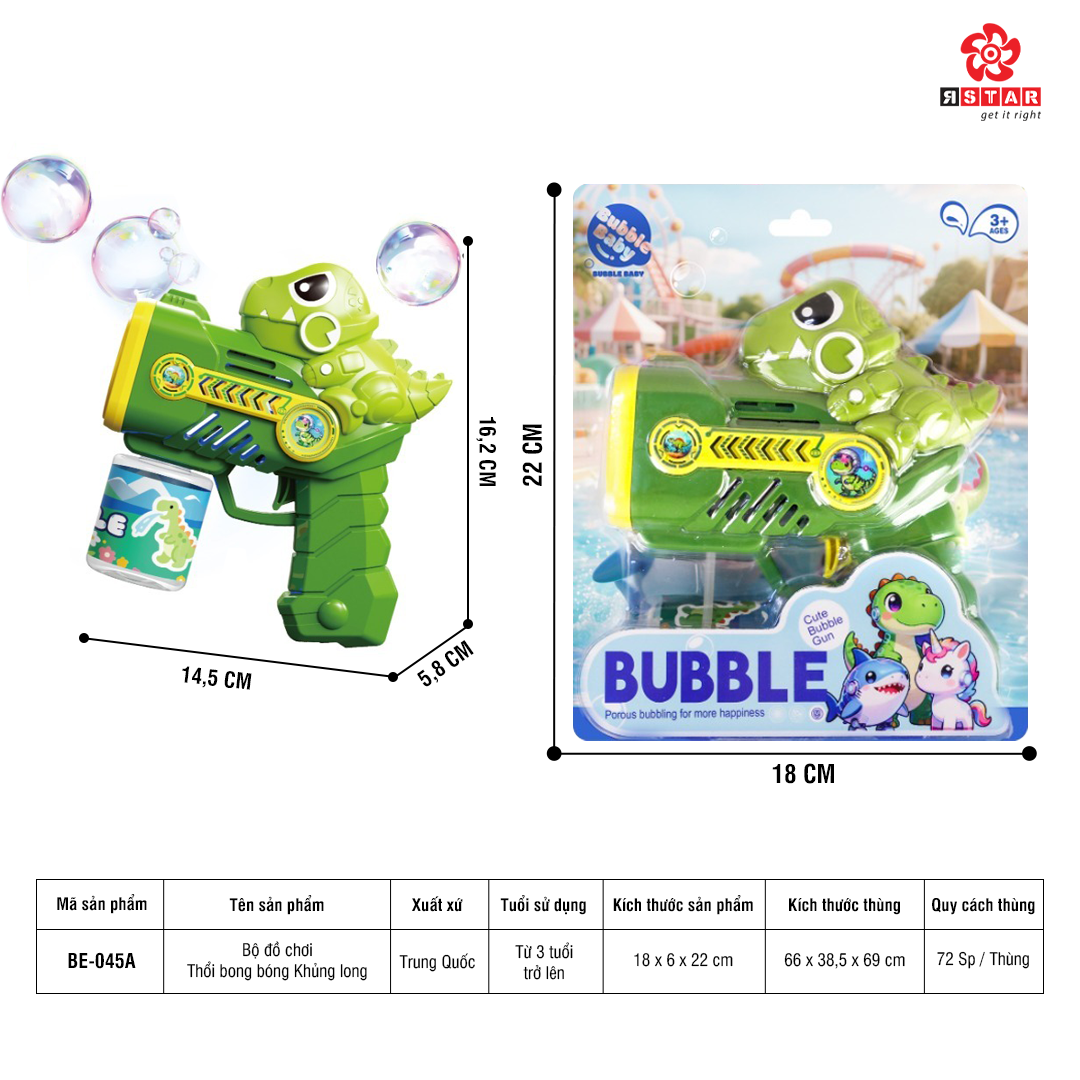  BE-045A Bộ đồ chơi Thổi bong bóng Khủng long 