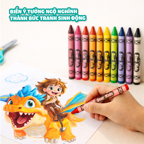  Màu Sáp Cho Bé 8/12 Cây Star Kids, Màu Sắc Tươi Sáng, Chất Liệu An Toàn, Phát Triển Sáng Tạo 