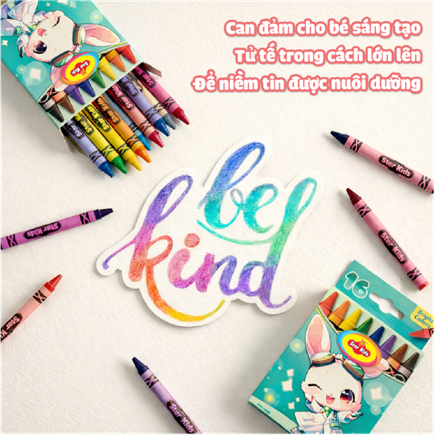  Màu Sáp Cho Bé 16/18 Cây Star Kids, Tặng Kèm Tranh Tô Màu, Chất Liệu An Toàn, Tuổi Thơ Sắc Màu 