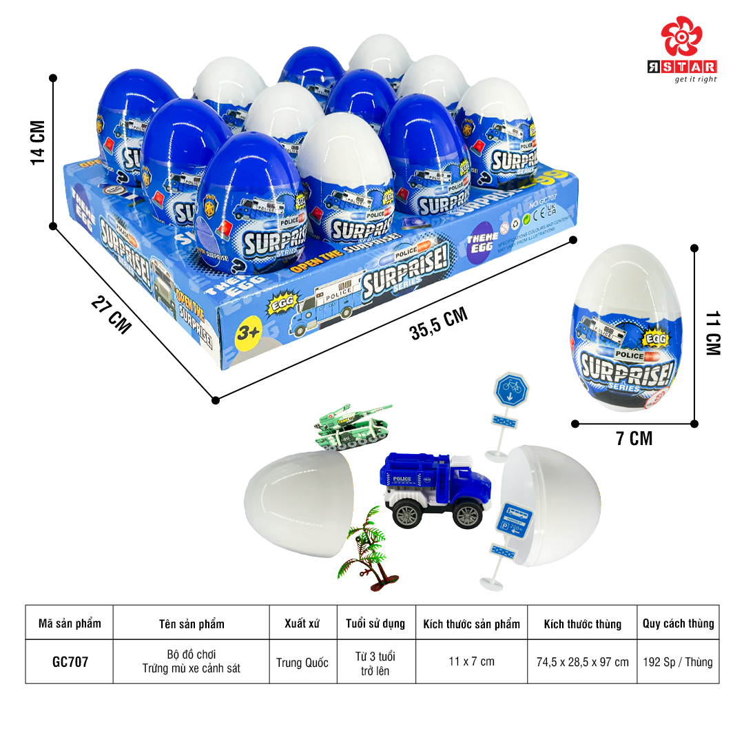  GC707 Bộ đồ chơi Trứng mù xe cảnh sát 