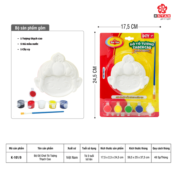  K-101/9 Bộ Đồ Chơi Tô Tượng thạch cao 