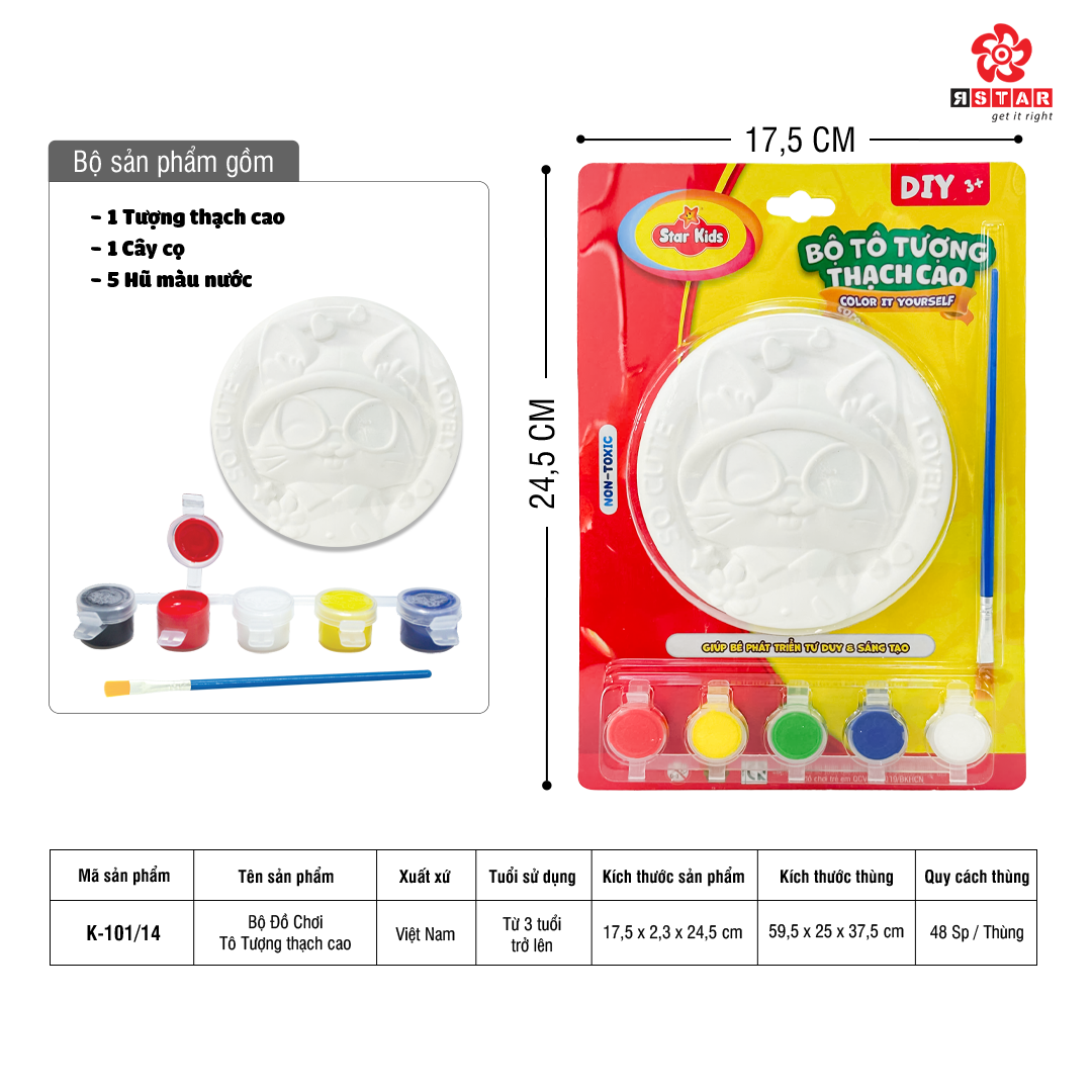  K-101/14 Bộ Đồ Chơi Tô Tượng thạch cao 