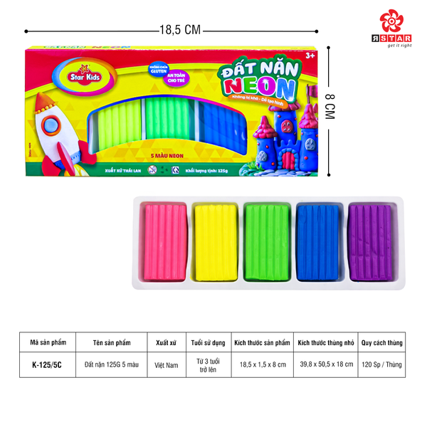  K-125/5C ĐẤT NẶN 125G 5 MÀU 