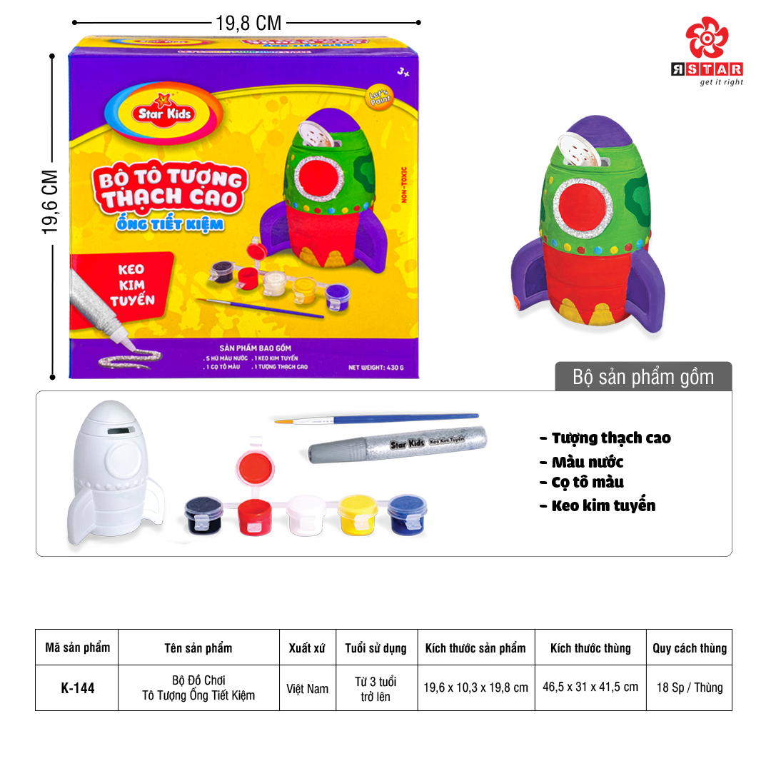  K-144 Bộ Đồ Chơi Tô Tượng Ống Tiết Kiệm 