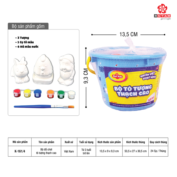  K-161/4 Bộ đồ chơi tô tượng thạch cao 