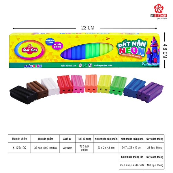  K-170/10C ĐẤT NẶN 170G 10 MÀU 