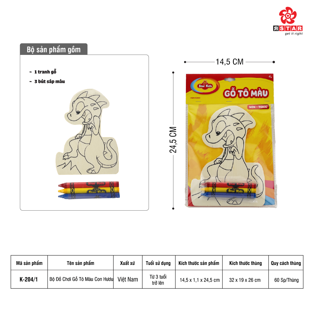  K-204/1 Bộ Đồ Chơi Gỗ Tô Màu Con Hươu 