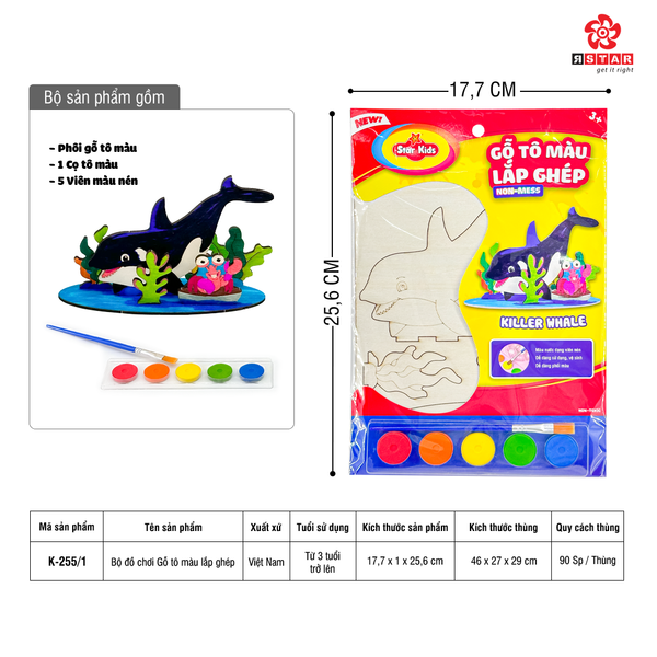  K-255/1 Bộ đồ chơi Gỗ tô màu lắp ghép 