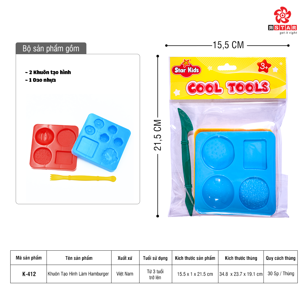  K-412 Khuôn Tạo Hình Làm Hamburger 