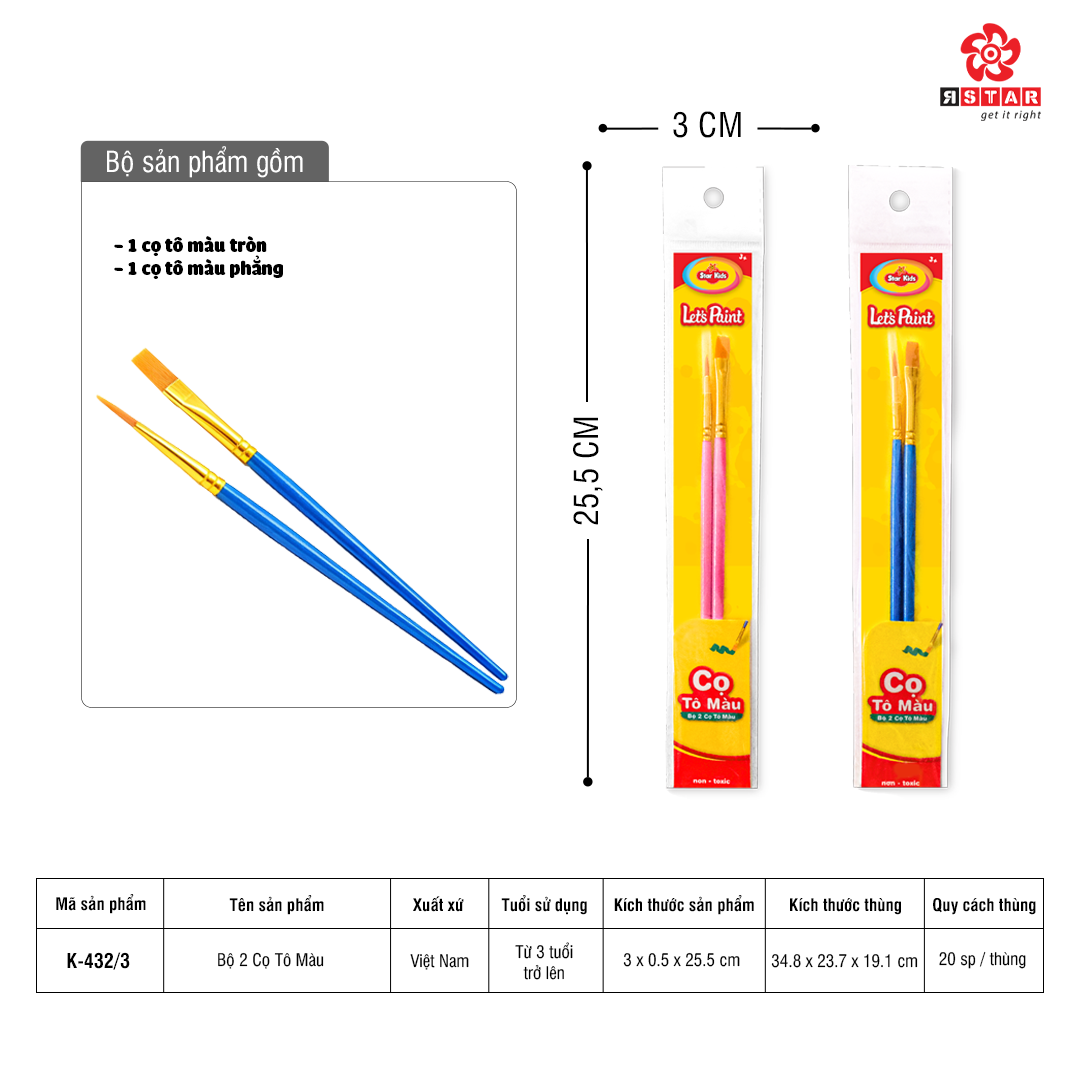  K-432/3 Bộ 2 cọ tô màu 