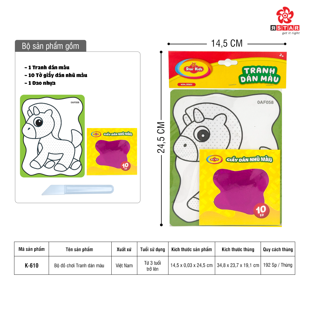  K-610 Bộ đồ chơi tranh dán màu 