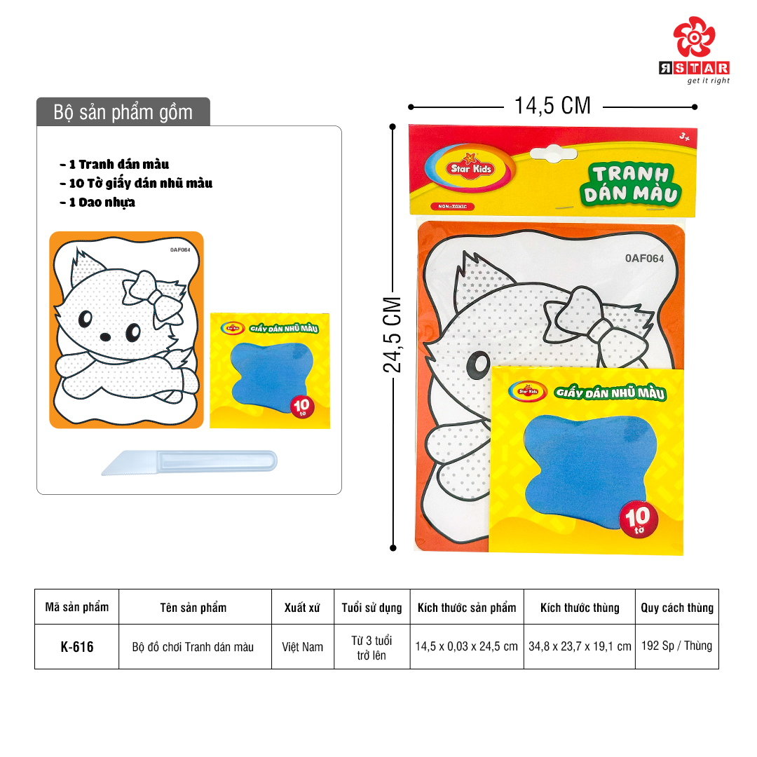  K-616 Bộ đồ chơi tranh dán màu 