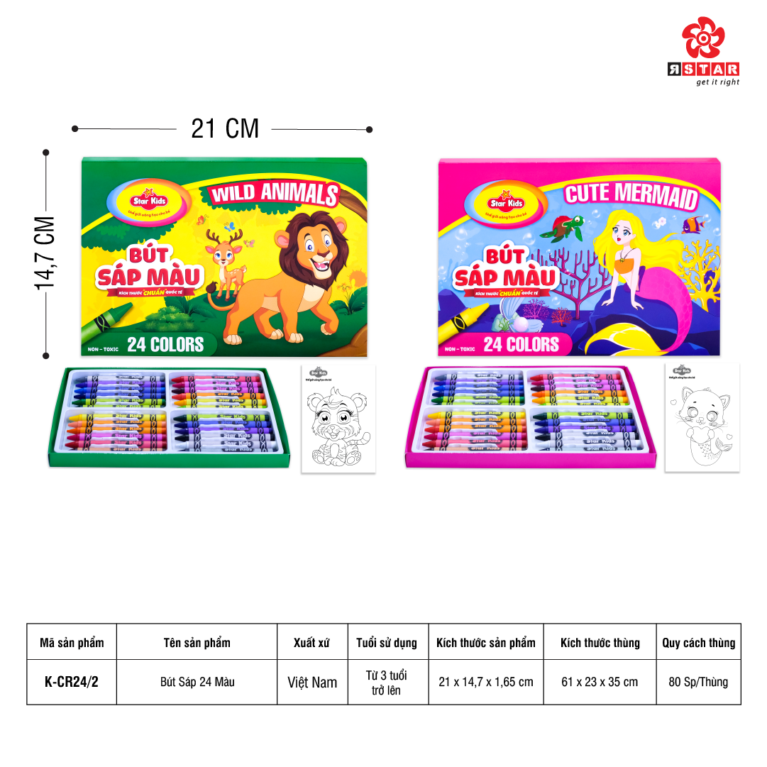  K-CR24/2 Bút sáp 24 màu 