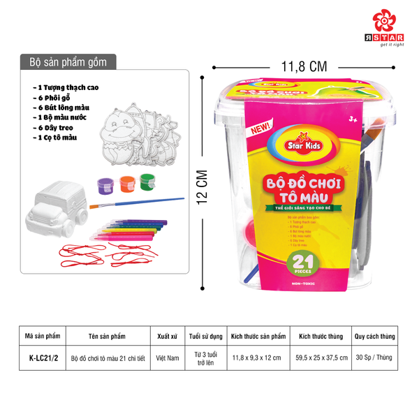  K-LC21/2 Bộ đồ chơi tô màu 21 chi tiết 